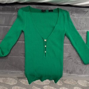 Pinko Emerald Ribbed Knit Top